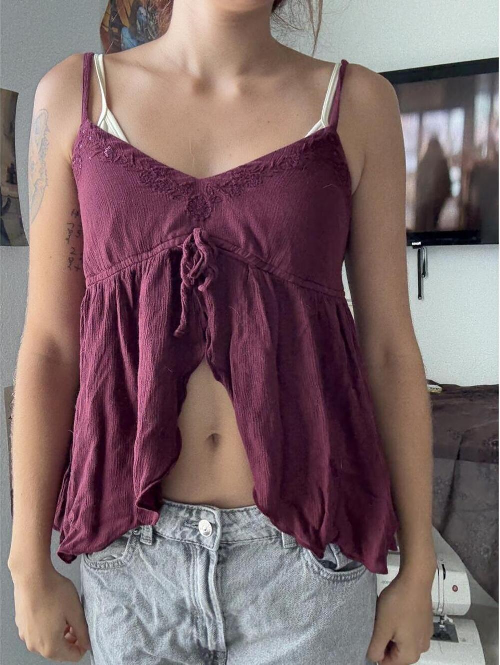 Hollister Co. Women's Burgundy and Purple Vests-tanks-cami